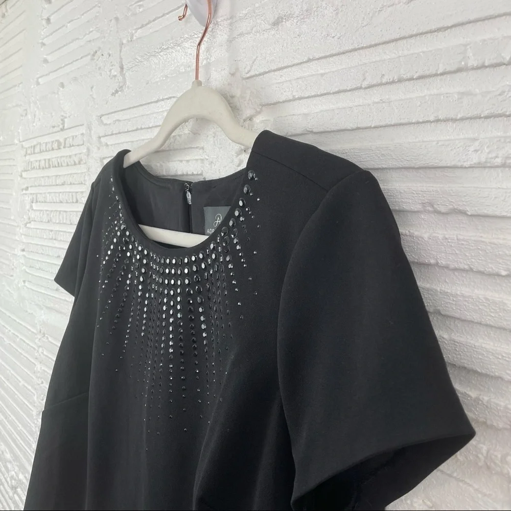 Adrianna Papell Embellished Pop Over Sheath Dress Black Special Occasion Size 10 - Picture 6 of 16
